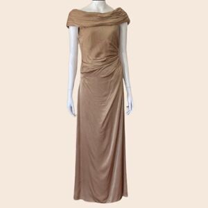David's Bridal Bronze Off Shoulder Maxi Dress Size 6